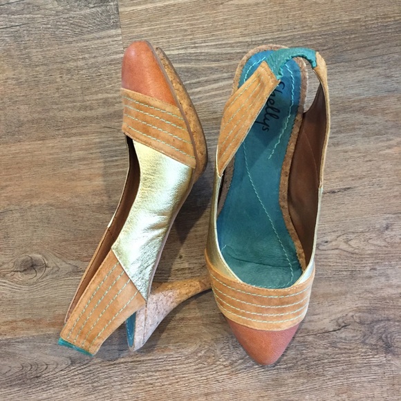 Shellys London Shoes - Sling back multi toned heel size 39